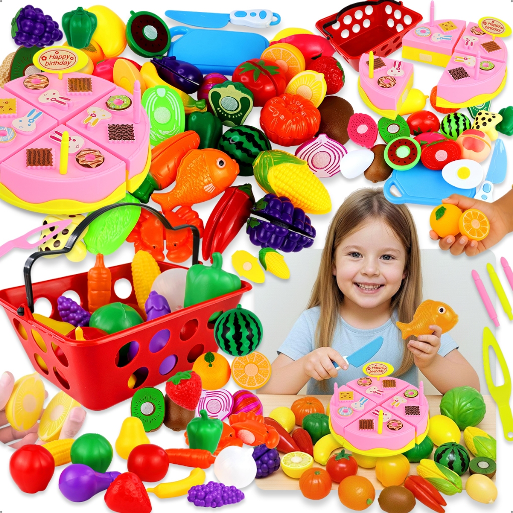 Kit Cozinha Infantil peças Brinquedo Comidinhas Acessórios Frutas Legumes Com Velcr Completa