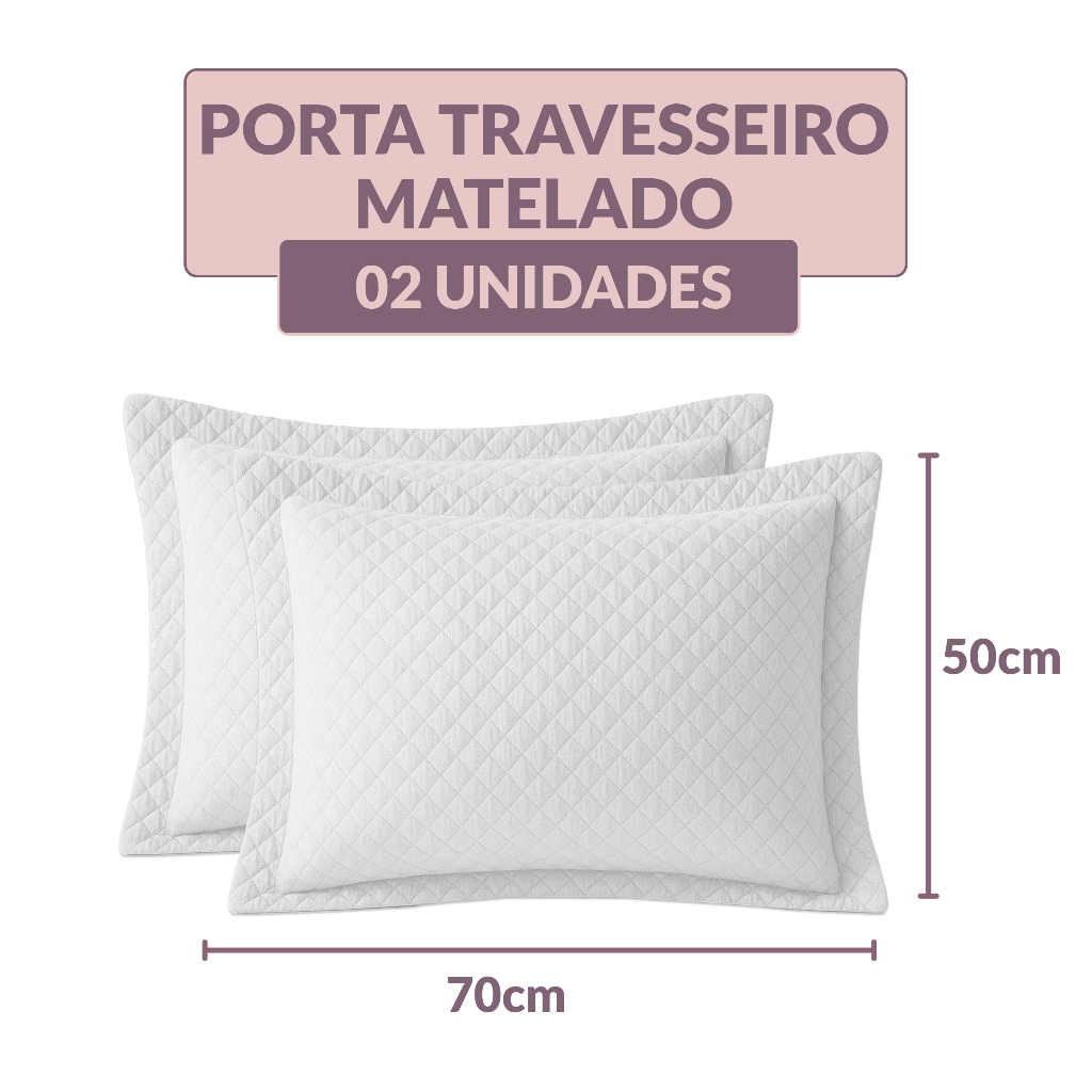 Kit 2 Fronha Matelada Capas Para Travesseiro Modelo Envelope Disponível em Diversas Cores Porta Travesseiros