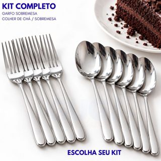 Kit Talheres de Sobremesa Colher de Sobremesa e Garfo de Sobremesa Talher Inox Colherzinha de Sobremesa