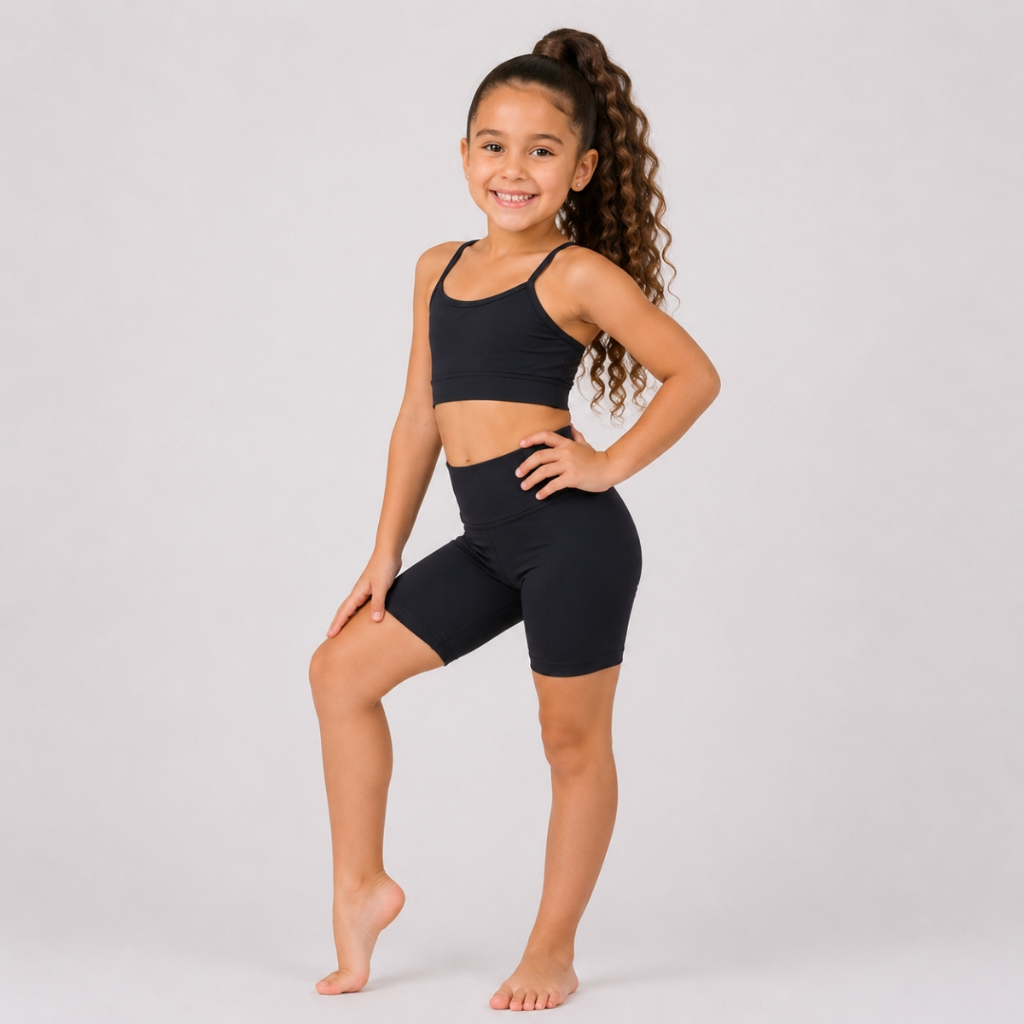 Conjunto De Academia Infantil Feminino Top E Short Poliamida