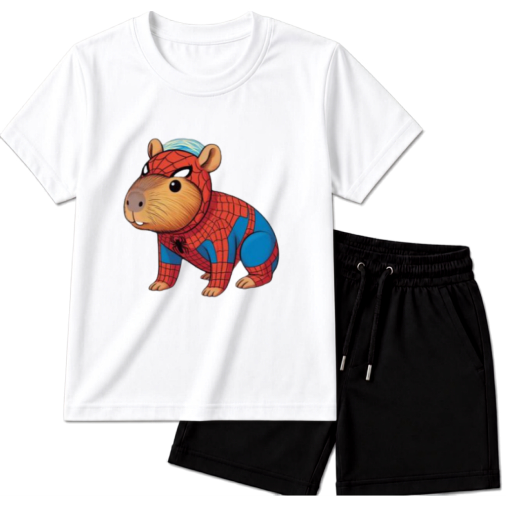 Conjunto Infantil Masculino Menino Camiseta Algodão + Bermuda Moletinho Estampado Confortavel Casual