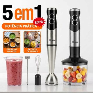COIBEU Mixer 5em1 Inox 800W Liquidificador de Mão com Triturador Batedor Fouet e Espumador de Leite