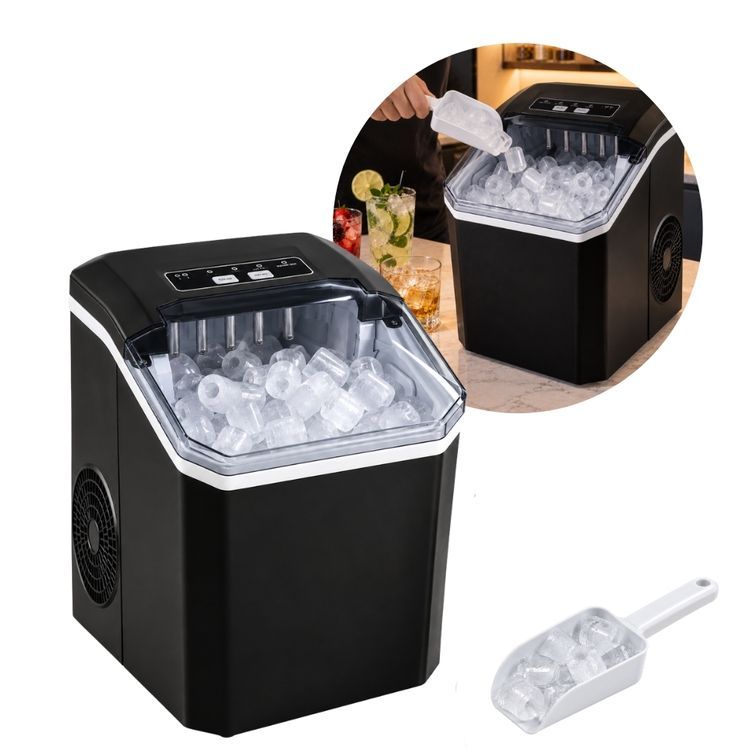 Máquina de Gelo em Cubos  12kg Turbo Ice Premium Gelo Rápido Bar Drink Bebidas Festa Casa