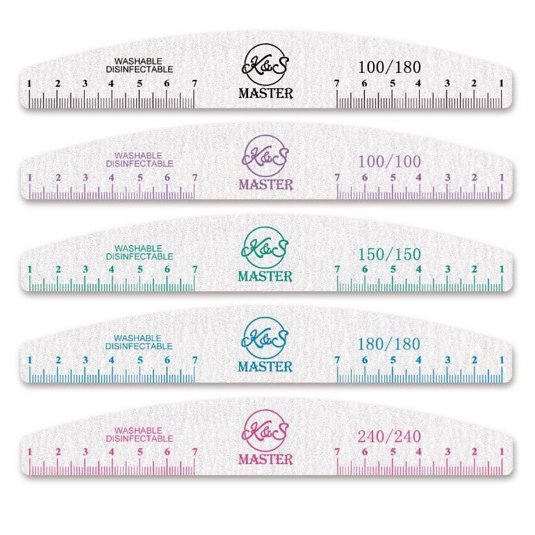 Kit com 10 unidades de Lixas Reguá Unhas Porcelana Acrygel Fibra K&S