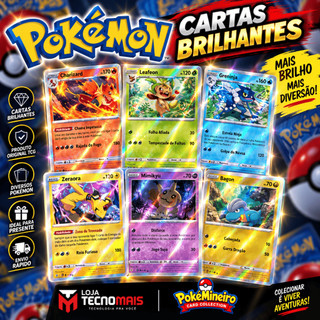 Kit Cartas Pokémon Brilhantes | Lote de Cartas Colecionáveis