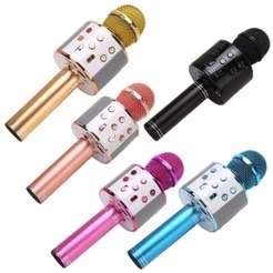 Microfone Karaokê Infantil Bluetooth Sem Fio Recarregável com Efeitos de Voz e Música