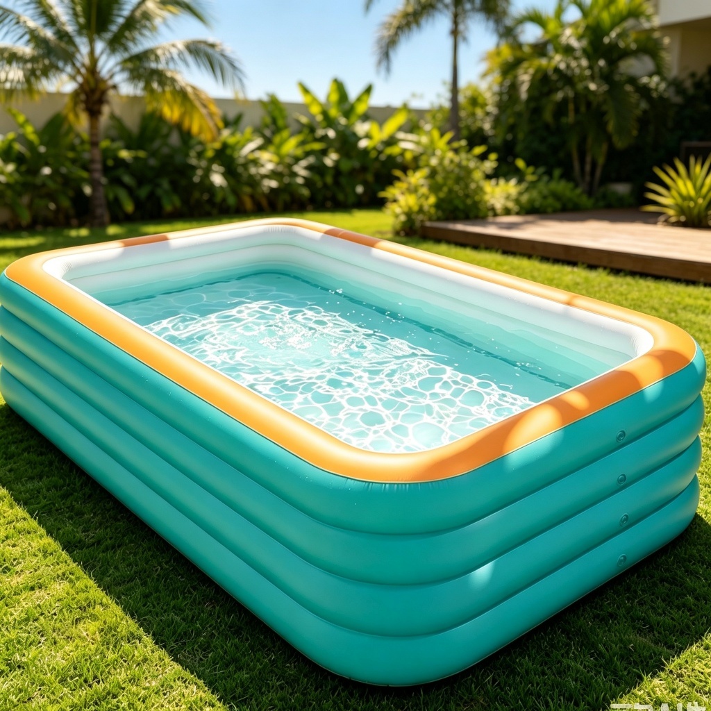 Piscina Inflável Retangular 300×175×68cm Grande Familiar PVC Resistente Para Uso Familiar Ao Ar Livre