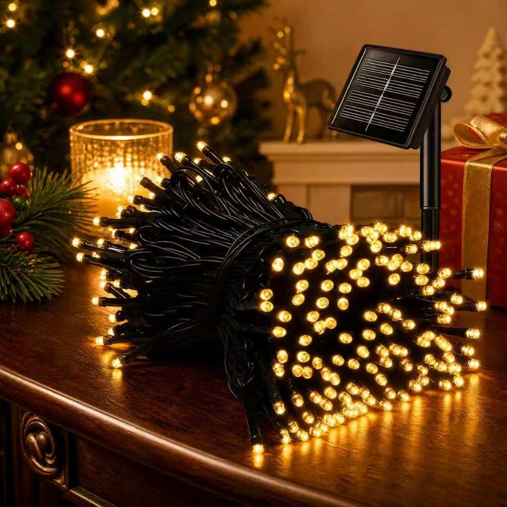 Luzes De Natal Solar Cordão 10M E 20M Para Uso Externo Festa Natalina 8 Funções Prova D'água Decoração Jardim