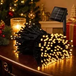 Luzes De Natal Solar Cordão 10M E 20M Para Uso Externo Festa Natalina 8 Funções Prova D'água Decoração Jardim