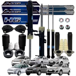 Kit 4 Amortecedor + Batente Coifa Coxim E Rolamento Fiesta