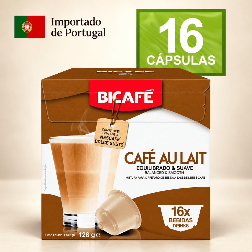Cápsula Café com Leite Sem Açúcar Bicafé Compatível Máq. Dolce Gusto* 16 Cápsulas