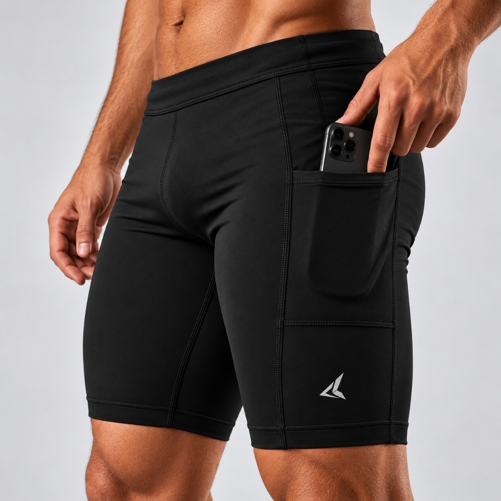 Bermuda Masculina Para Corrida Short Compressão Com Bolsos Laterais Anti Assadura Academia Cross Fitness Bike