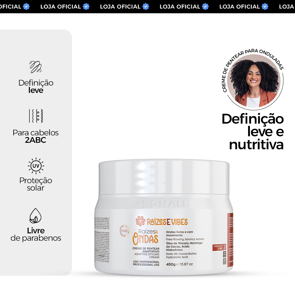 Creme de Pentear Ultra Hidratante Cachos Soltos Curvaturas 2ABC 450g - Raízes & Vibes