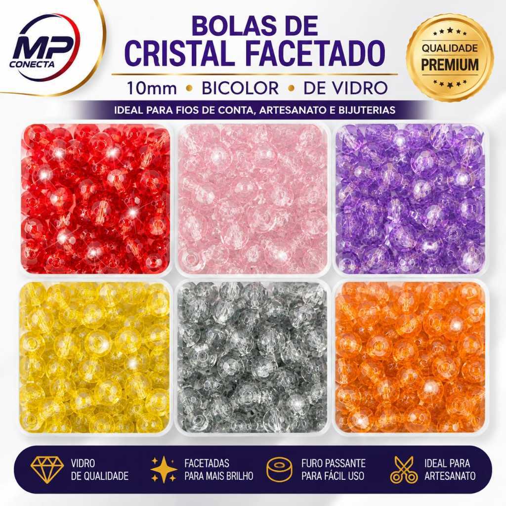 FIO DE CRISTAL 10MM VIDRO SEXTAVADO BICOLOR 80 PECAS - 80 PECAS -