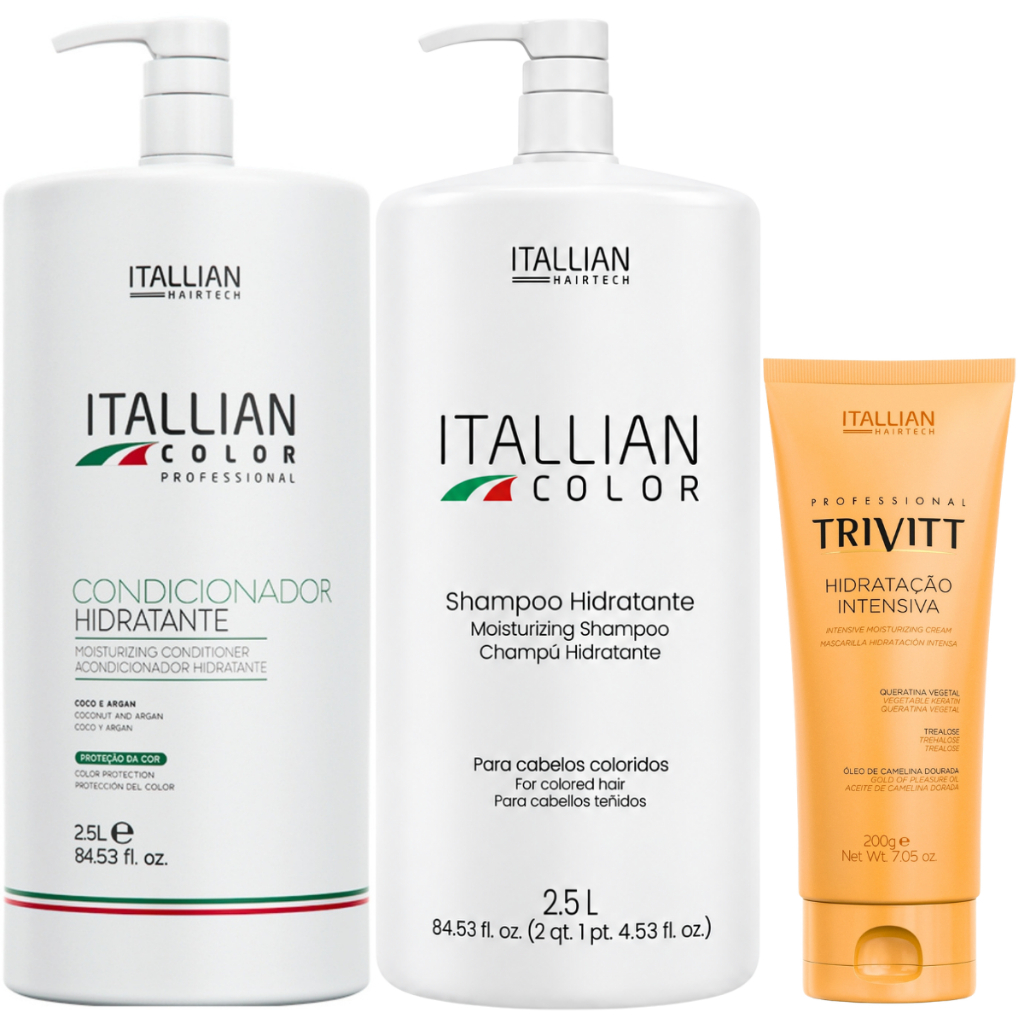 KIT SHAMPOO HIDRATANTE E CONDICIONADOR 2,5 LTS E HIDRATAÇÃO INTENSIVA 200G