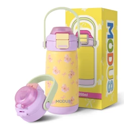 MODUS Garrafa Térmica Infantil 350ml de Aço Inoxidável com Canudo para Crianças