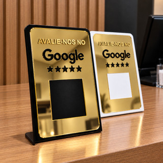Placa Display de Mesa QRCode Balcão Placa Avaliação Google Acrílico Decoração Recepção