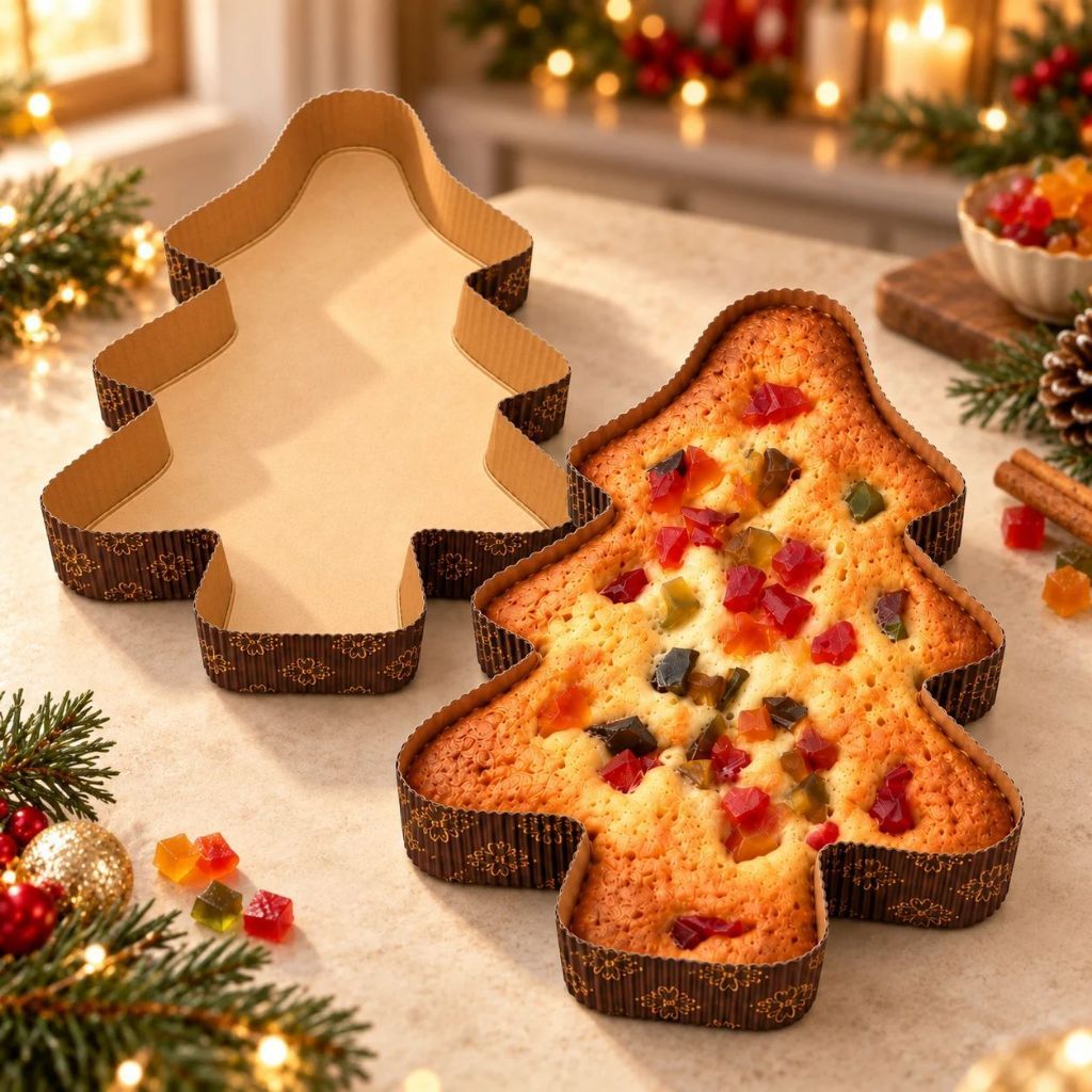 Forma Natalina de Papel Forneável Árvore de Natal AB0 - 5 Unidades - Marcpan | Para Panetone, chocotones e Colomba