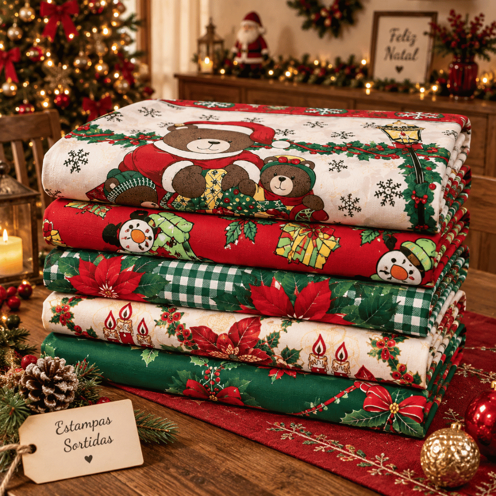 Toalha De Mesa 12 Lugares 1,40m x 3,80m Oxford Estampas Sortidas Natal Natalina
