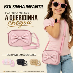Bolsinha Infantil Transversal com Laço Bolsa Ombro a Ombro Menina Estilosa Premium