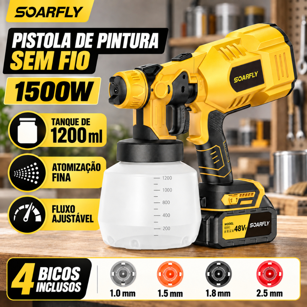 SOARFLY pistola pulverizador tinta portatil 48v duas baterias 1000ML