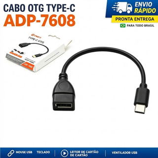 Cabo OTG Tipo C ONEX ADP-7608 Fêmea USB 22cm para Celular Mouse Teclado