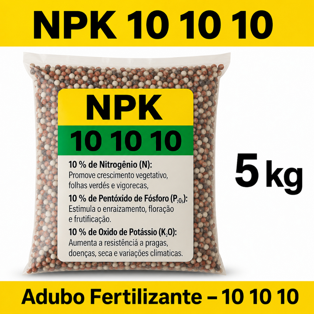 Adubo Fertilizante - NPK 10-10-10 - Horta, Jardim, Plantas, Flores , Gramado, Rosa Deserto