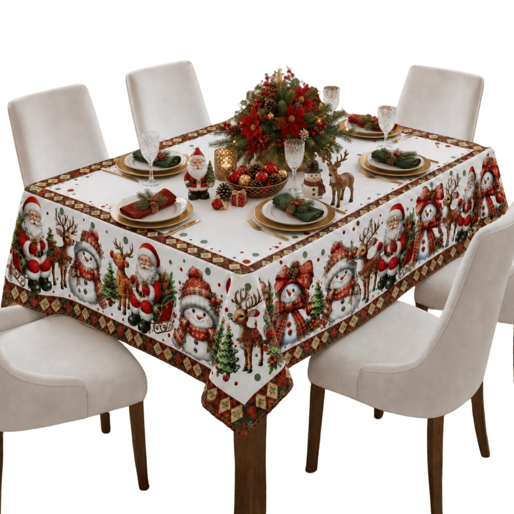 Toalha de Mesa 6 Lugares 2,20x1,50 Natal Estampa Retangular Mesa Posta
