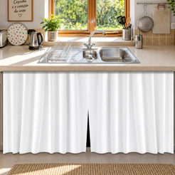 KIT C/2 OU 1 CORTINA DE PIA DE COZINHA 100% PVC Antimofo 138x80 cm CORES BRANCA, PRETA, BEGE E CINZA