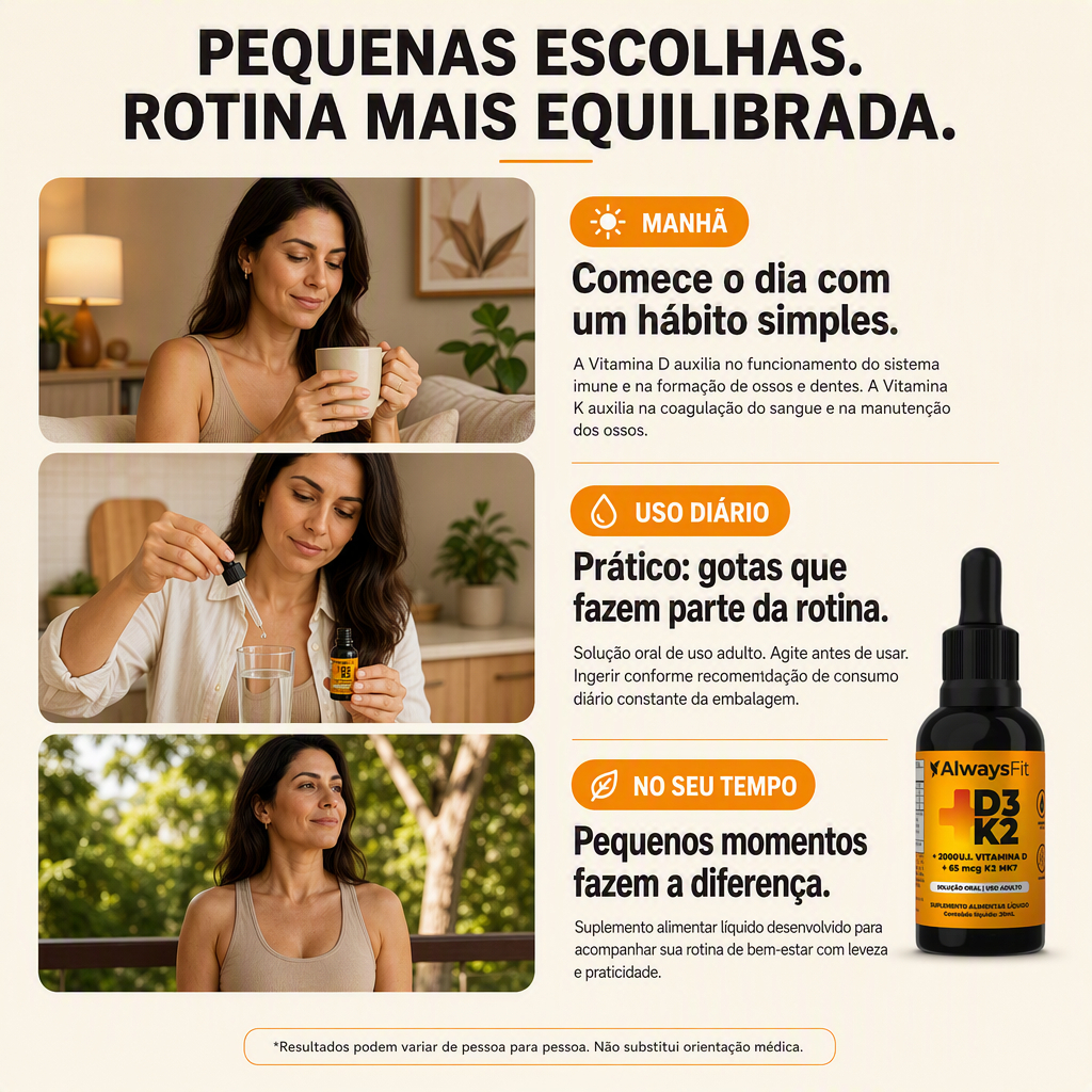 Vitamina D3+K2 (MK-7) em Gotas - 2000 UI D3 e 30 mcg K2 por Dose - 20ml - 1 Unidade · foto 2