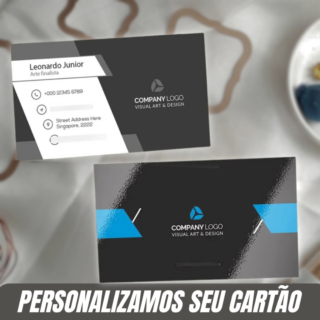 1000 Cartão De Visita Couchê 300g Impressão 4x1 Verniz F Personalizado