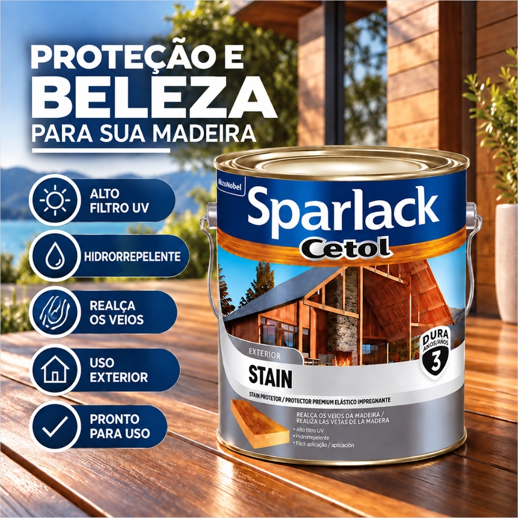 Cetol Stain Imbuia Acetinado Exterior Interior Stain 3,6 Litros Sparlack Verniz Semibrilho Natural Coral