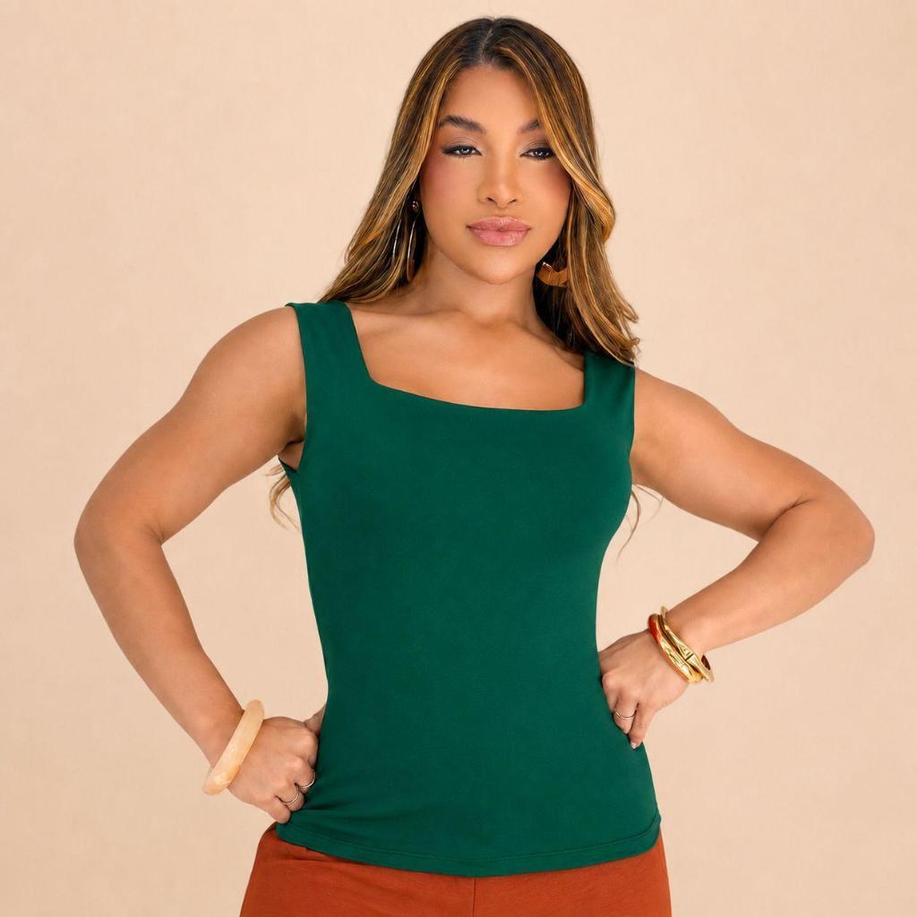 Blusa Feminina Poliamida Alça Larga Decote Quadrado