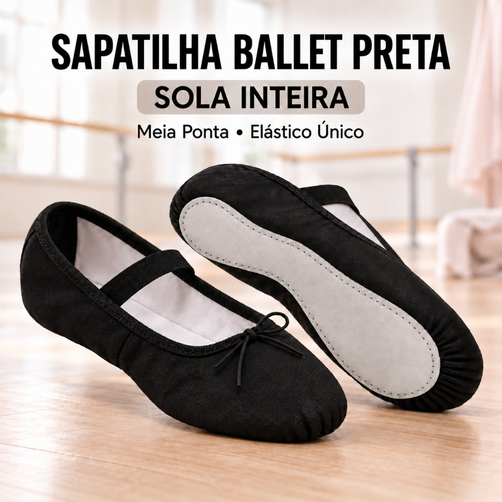 Sapatilha meia ponta lona sola inteira ballet infantil é adulto