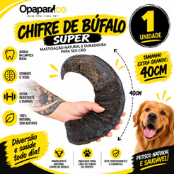 Mordedor Natural Artesanal Chifre de Búfalo Super Opaparico - 1un