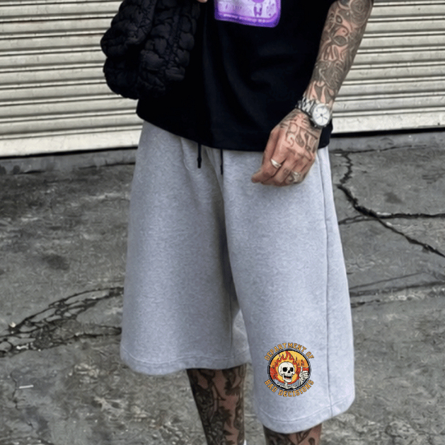 Short Baggy Moletom Estampado Bermuda Oversized Larga Pantalona Streetwear Casual Treino Algodão Masculino Solto Novo