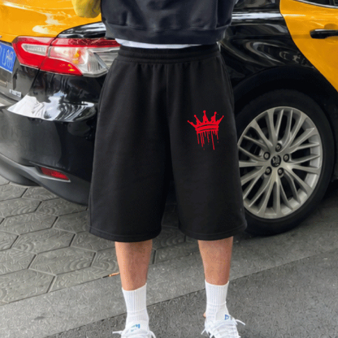 Short Baggy Moletom Estampado Bermuda Oversized Larga Pantalona Streetwear Casual Treino Algodão Masculino Solto Style