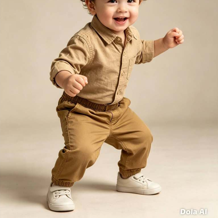 Calça Infantil Masculina Jogger, (Sarja) Brim Color, Caramelo Tam: 24 Meses, Marca: Bauerbauer1977