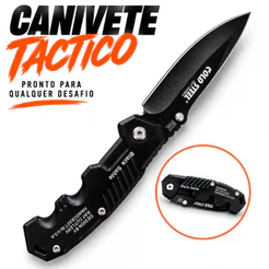Canivete Tático Dobrável Preto Aço Inox Camping Pesca Caça 15,5Cm