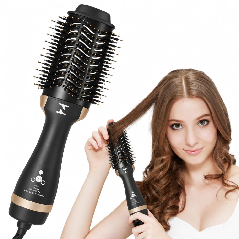 Escova Secadora 3 em 1 1500W Profissional | Seca Alisa e Modela Cabelos Escova Quente Secador