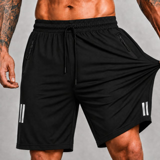 Shorts Academia Masculino Fitness Poliamida com Ziper Esportivo Poliamida Respirável Leve