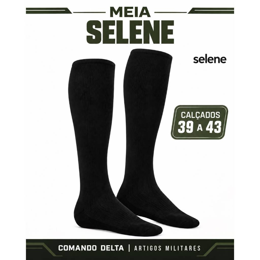 Meia Selene Esportiva Unissex Cano Longo 39 a 43 Poliamida Confortável Resistente Futebol Futsal Treino