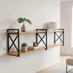 Prateleira Estilo Industrial 150x20cm para Decoração e Organização