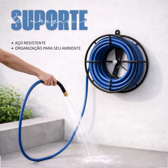 Enrolador Suporte Mangueira De Jardim Até 30 Metros Em Aço