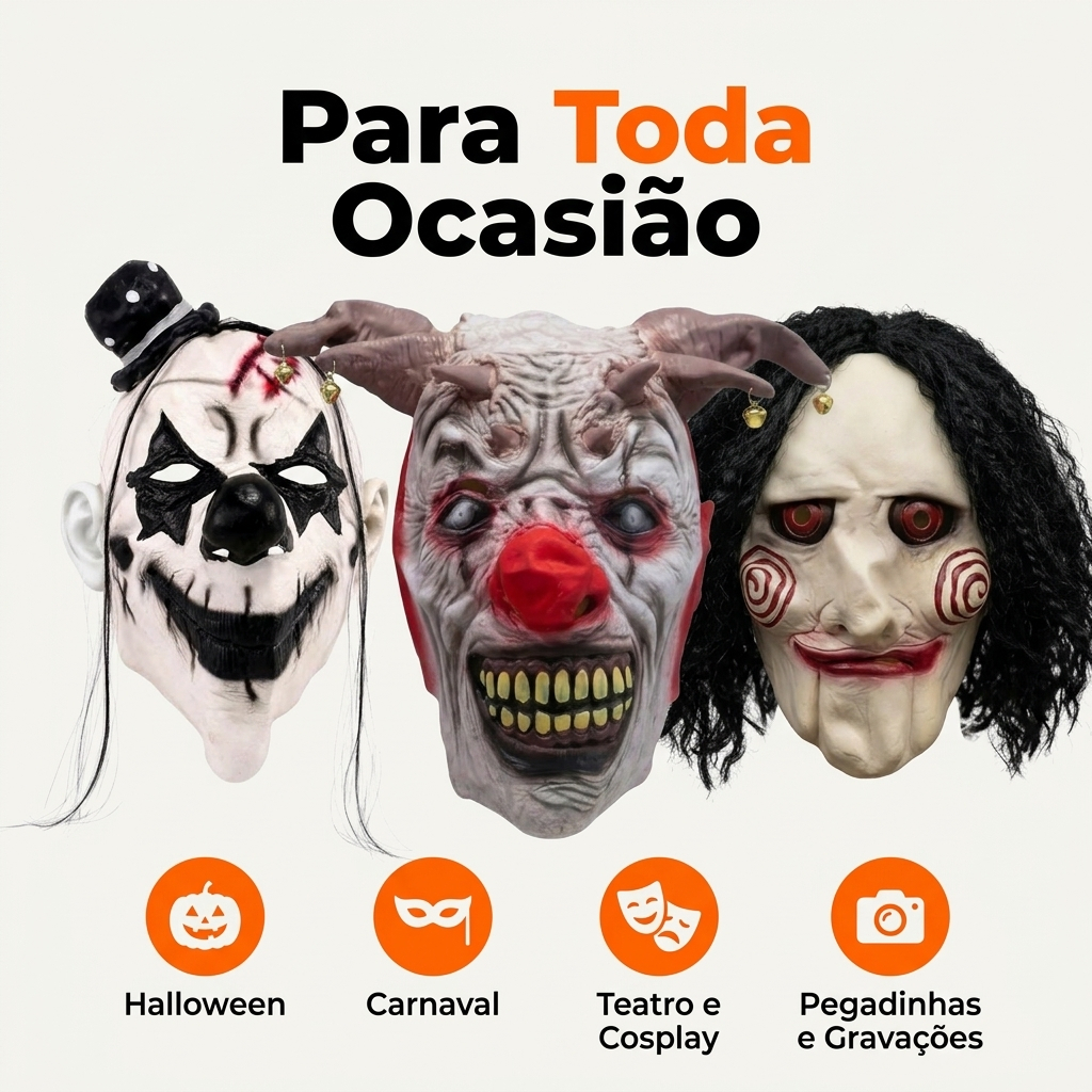 Melhores Máscaras de Palhaços Assustadores Látex para Festa Fantasia Halloween — imagem 2 de 2