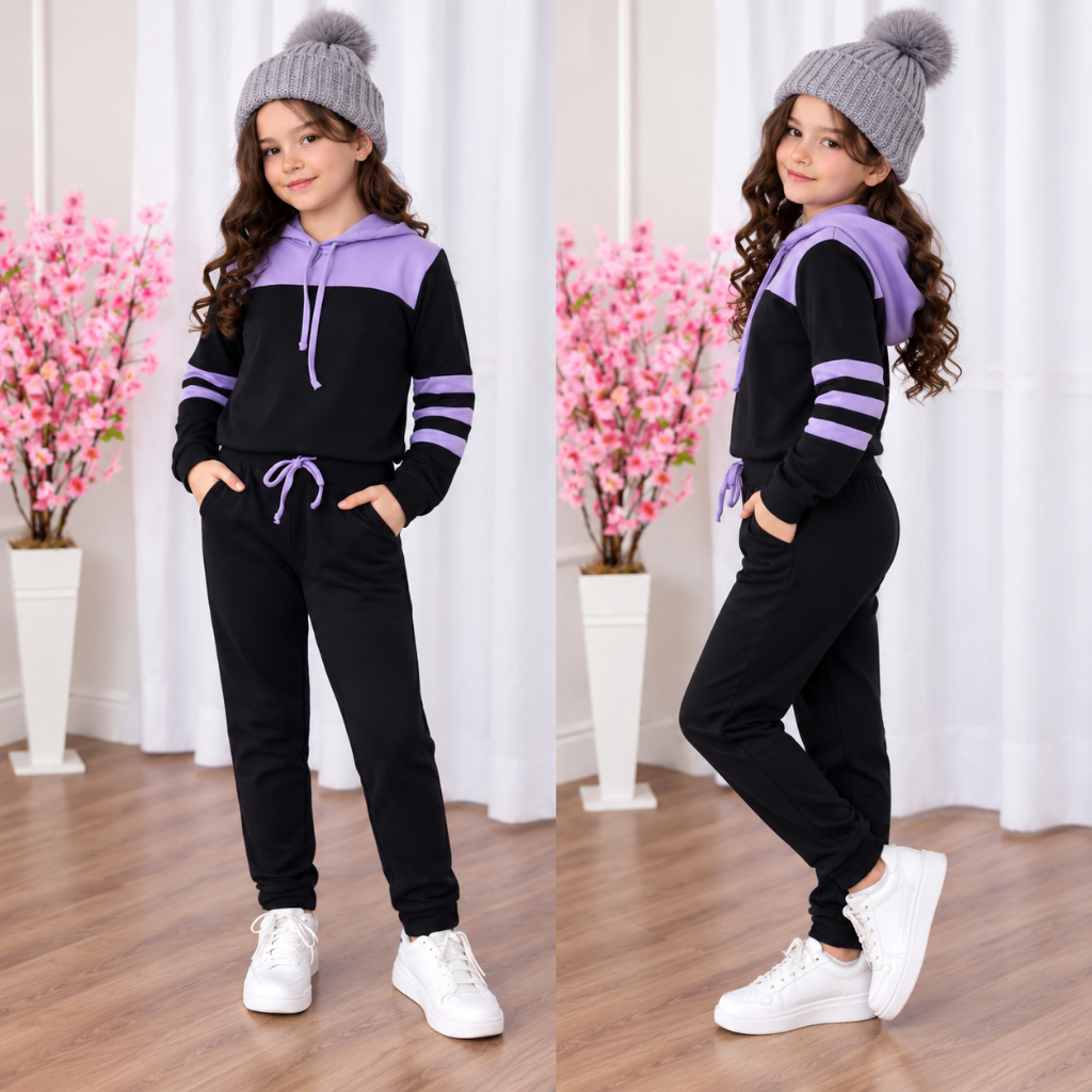 conjunto infantil menina com capuz inverno outono 4 ao 14