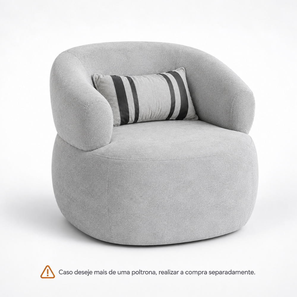 Poltrona Serena em Tecido Bouclê Design Orgânico, Confortável e Elegante para Sala Estar Recepção Diversas Cores – AV