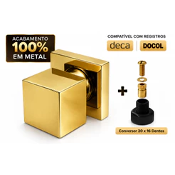 Acabamento Dourado 100% Em Metal Para Registros 1/2 e 3/4 Compativel Com Modelos Deca e Docol