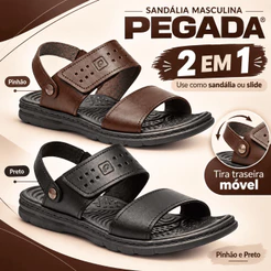 Sandália Papete Couro Pegada Anilina Velcro Ultraconforto
