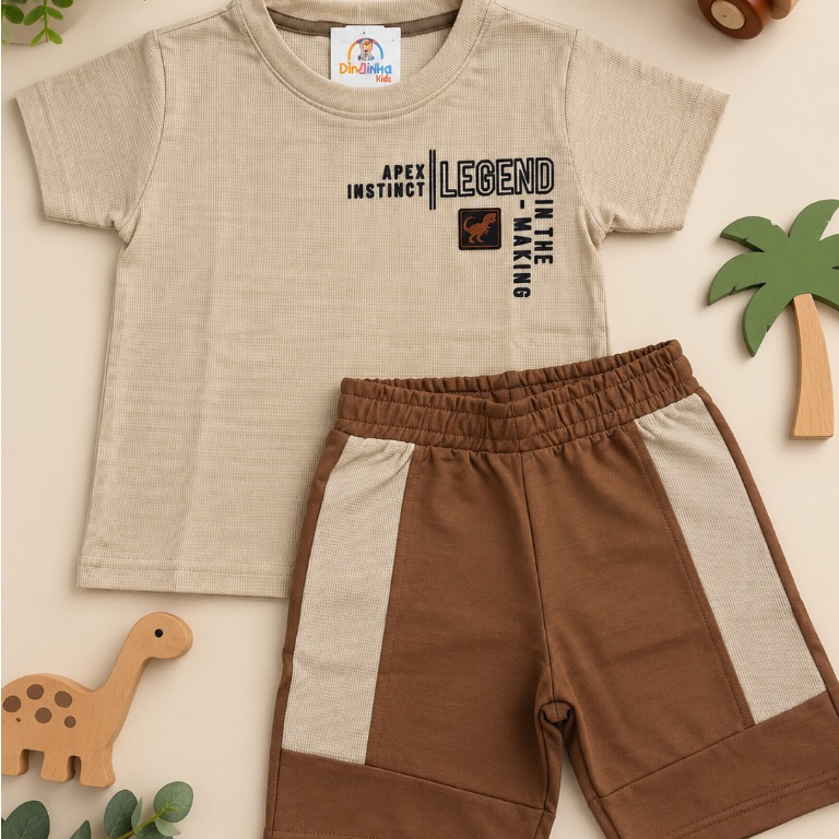 Conjunto Infantil Menino Verão Camiseta Confortável Estiloso Básico Passeio Danilo